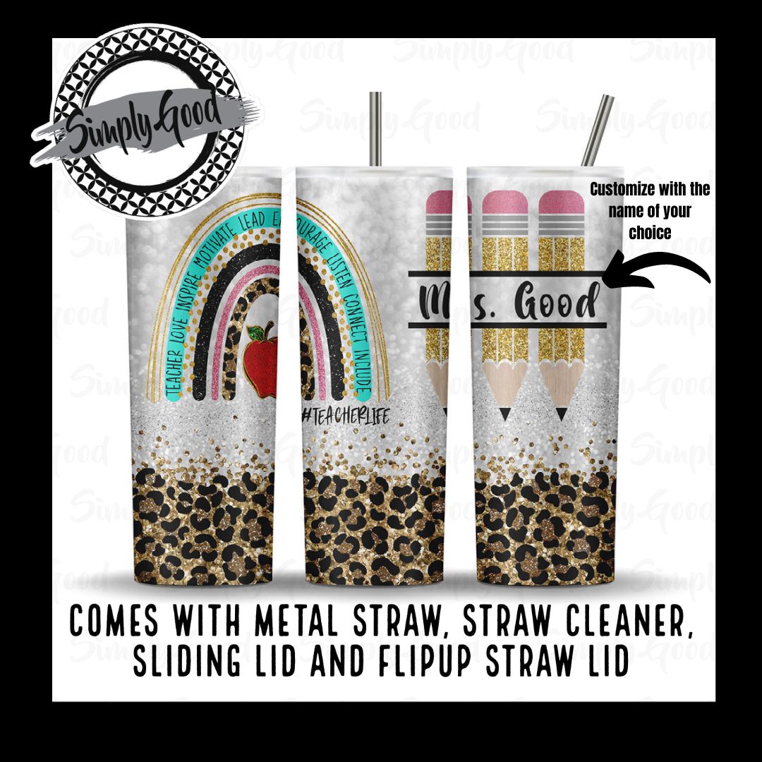 Personalized Skinny Tumbler with Slide Lid & Stainless Straw - The